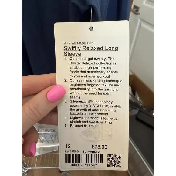 NWT Lululemon Swiftly Relaxed Long Sleeve size 12 - Picture 2 of 3